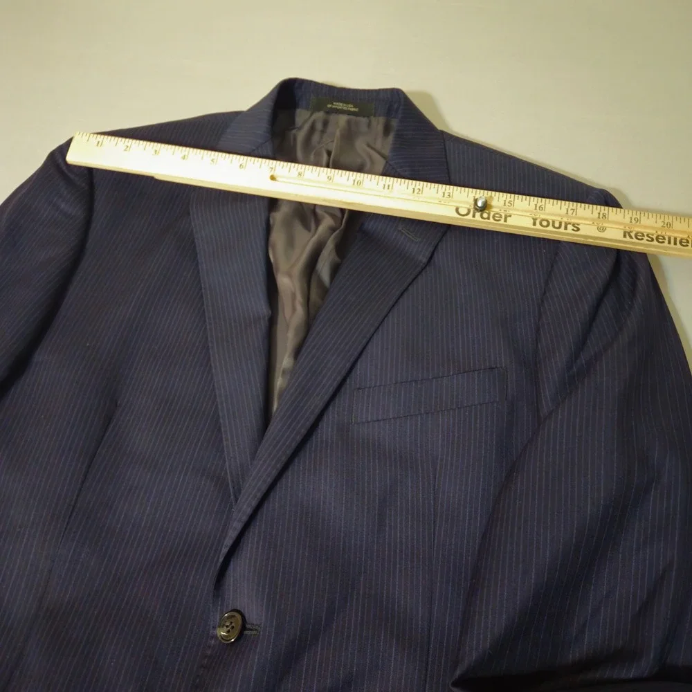 Saks Fifth Avenue Ermenegildo Zegna Blazer Mens Blue Pinstripe‎ Silk Wool Jacket